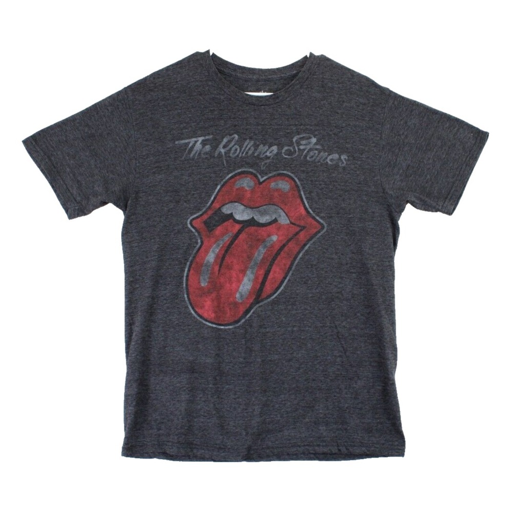 The Rolling Stones Graphic T Shirt Mens Medium Charcoal Grey Tongue Logo